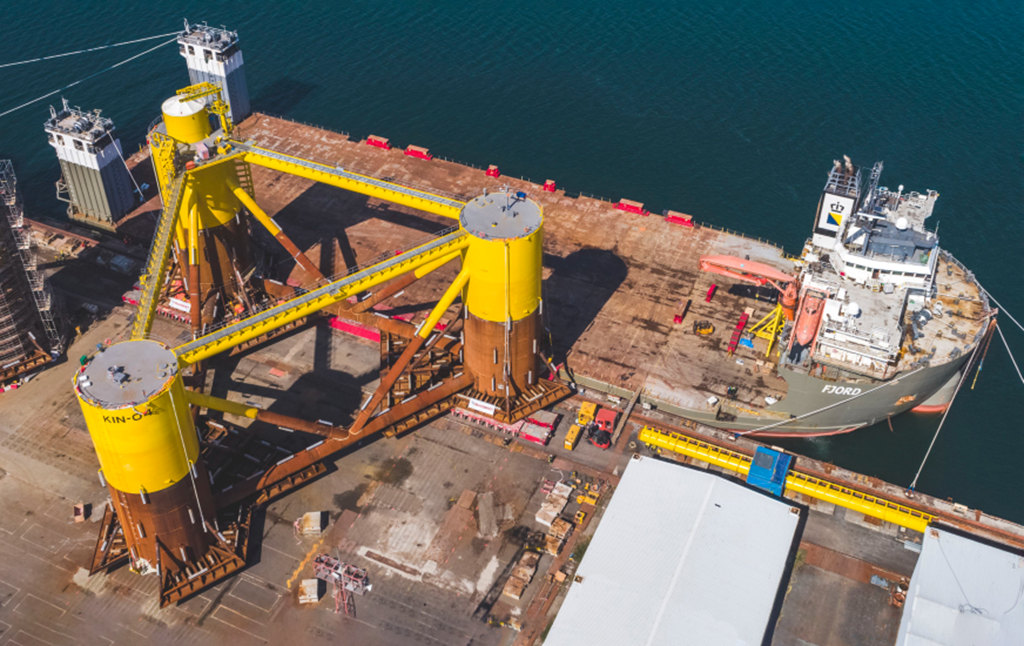 Mammoet completes loadout of five floating wind platforms for the