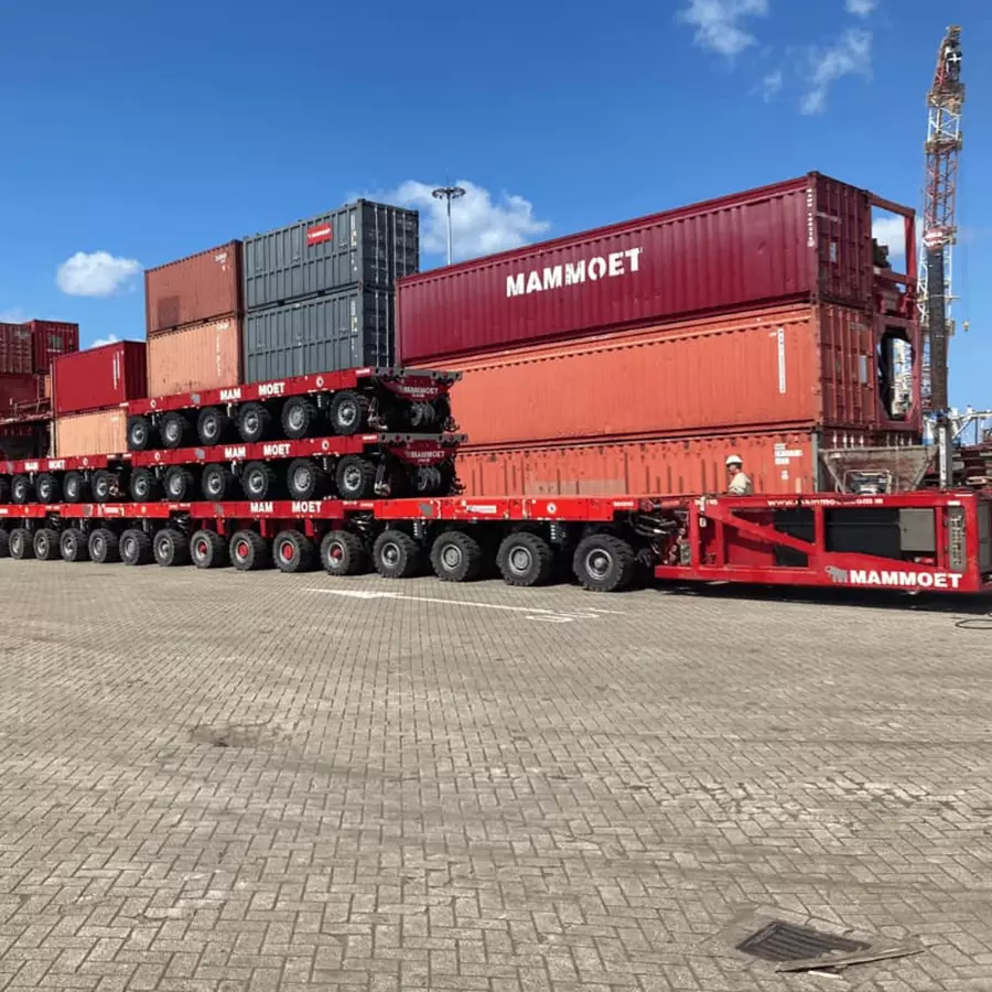 Spmt Offloading Zero emission SPMT transport available | Mammoet News